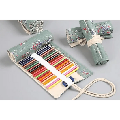 Roll Up Canvas Wrap Pencil Bag For Students Stylish Stationary Storage Pouch Unique Pencil Case For School
