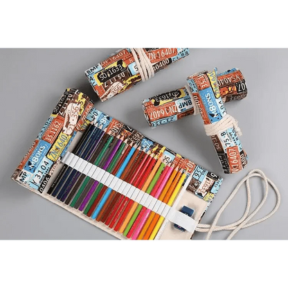 Roll Up Canvas Wrap Pencil Bag For Students Stylish Stationary Storage Pouch Unique Pencil Case For School