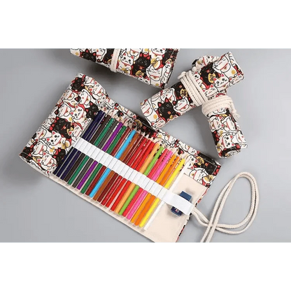Roll Up Canvas Wrap Pencil Bag For Students Stylish Stationary Storage Pouch Unique Pencil Case For School