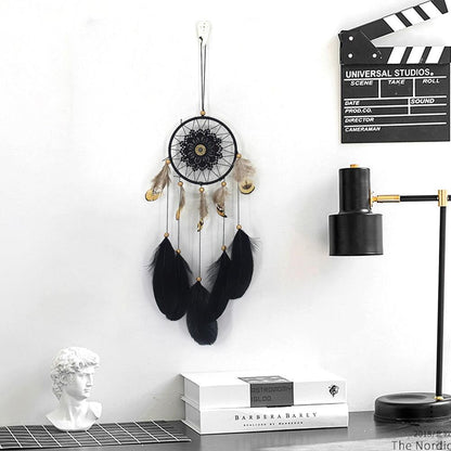 Romantic Dream Catcher Tree of Life Brown Native Handmade Traditional Dream Catcher Yin Yang 50" Long Home Decoration Feather Dream-catcher For Bedroom Wall Hanging Home Decor Wedding Party Blessing Gift