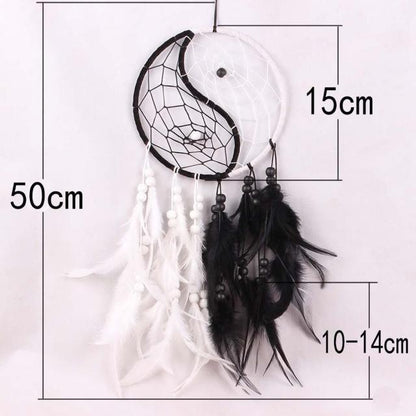 Romantic Dream Catcher Tree of Life Brown Native Handmade Traditional Dream Catcher Yin Yang 50" Long Home Decoration Feather Dream-catcher For Bedroom Wall Hanging Home Decor Wedding Party Blessing Gift