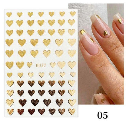 Rose Gold Star 3D Nail Stickers Silver Black White Star Heart Transfer Stickers for Nails DIY Decals Manicures Decoration Tips Nail Art Decals Water Transfer Nail Decals Sticker For Pretty Girl Self-Adhesive Nail Decals Designer Nail Stickers for Acrylic
