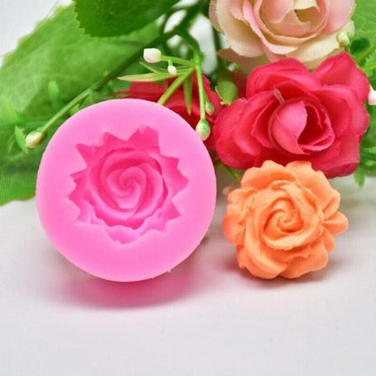Rose Silicone Cake Mold 3D Flower Fondant Mold Cupcake Jelly Candy Chocolate Decoration Baking Tool Moulds Flower Bloom Rose Shape Silicone Fondant Soap