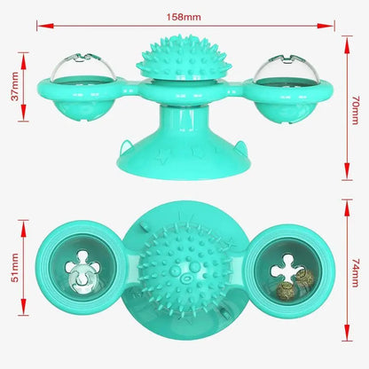 Rotatable Funny Massage Cat Toys Windmill LED Ball Teeth Cleaning Toys For Pets Interactive Turntable Tease Cat Toys
