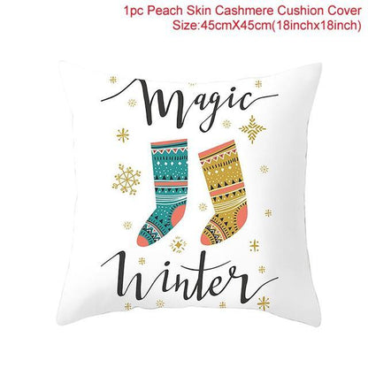 Santa Claus Cushion Cover Merry Christmas Christmas Deer Santa Claus Merry Christmas Decorative Sofa Throw Pillow Decorations For Home Christmas Ornament