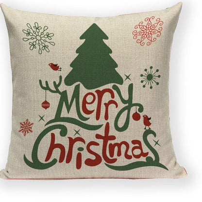 Santa Claus Happy Christmas Cute Deer Decorative Merry Christmas Throw Cushion Covers Tree Reindeer Star Pillow Case For Party Home Decoration Navidad Gift Bed Throw Pillows Case 45x45CM