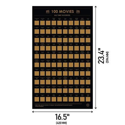 Scratch Off 100 Poster Movies Of All Time Must-See Movies Unique Design Perfect Gift For Teens And Older
