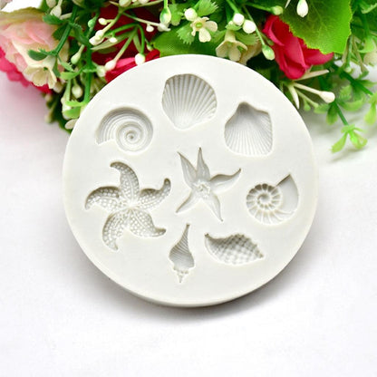 Sea Creatures Conch Shell Silicone Mold Cake Circumference Mold Soft Candy Cake Fondant Decoration Tools Baking Mold Sea Creatures Conch Starfish Shell Silicone Molds Cake Decorating Fondant Cake Candy Creative Chocolate Shell Baking Mold