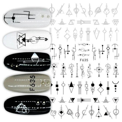 Sexy Lady Pattern 3D Nail Stickers Character Image Decals Slider Valentine Black White Nail Art Decoration Strip Line Nail Decal Self-Adhesive 3D Wave Design Decoration for Women Girls Art Stickers Decal Decoration Metallic Curve Strip Line Nail