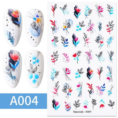Sexy Lady Shaped 3D Nail Stickers Character Face Image Leaves Flower Decals Slider Black White Nail Art Decoration Manicure Decoration Nail Art Supplies 3D Self-Adhesive Nail Decals Designer Nail Stickers for Acrylic Nails