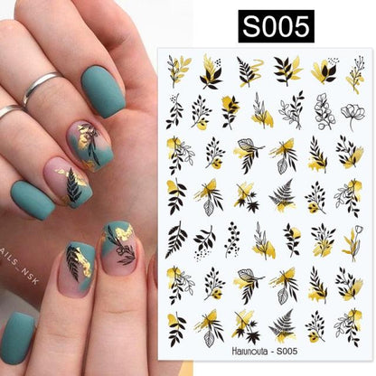 Sexy Lady Shaped 3D Nail Stickers Character Face Image Leaves Flower Decals Slider Black White Nail Art Decoration Manicure Decoration Nail Art Supplies 3D Self-Adhesive Nail Decals Designer Nail Stickers for Acrylic Nails