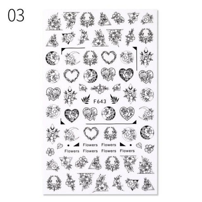 Sexy Lady Shaped 3D Nail Stickers Character Face Image Leaves Flower Decals Slider Black White Nail Art Decoration Manicure Decoration Nail Art Supplies 3D Self-Adhesive Nail Decals Designer Nail Stickers for Acrylic Nails