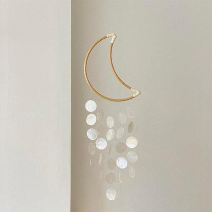 Shell Wind Chime Room Decoration Hanging Wind chime Outdoor Decoration, Bamboo Wind Chimes Unique Outdoor Handmade Chimes as Memorial Gift for Mom Family Wall Pendant Home Office