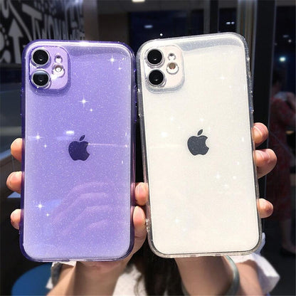 Shiny Candy Color Glitter Transparent Phone Case For iPhone 11 Pro X XR XS Max 7 8 Plus 6 6s Soft Silicone Cover Screen Protection Crystal Clear Glitter Transparent Soft Bumper Silicone Sparkling Cover