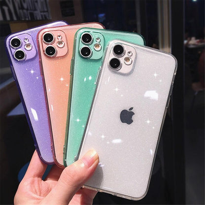 Shiny Candy Color Glitter Transparent Phone Case For iPhone 11 Pro X XR XS Max 7 8 Plus 6 6s Soft Silicone Cover Screen Protection Crystal Clear Glitter Transparent Soft Bumper Silicone Sparkling Cover
