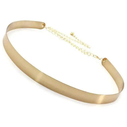 Shiny Women Metal Belt Luxurious Gold Dress Chain Belts Elegant Polished Adjustable Metal Mirror Waist Belt