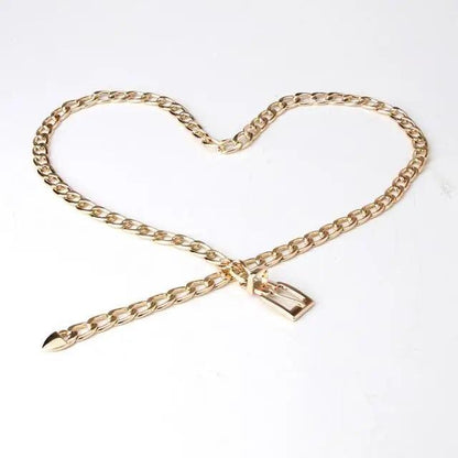 Shiny Women Metal Belt Luxurious Gold Dress Chain Belts Elegant Polished Adjustable Metal Mirror Waist Belt