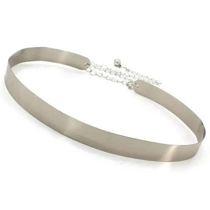 Shiny Women Metal Belt Luxurious Gold Dress Chain Belts Elegant Polished Adjustable Metal Mirror Waist Belt