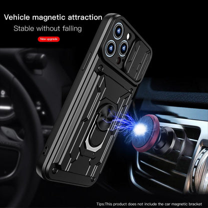 Shockproof Case for iPhone 13 12 11 Pro Max With Card Slot Ring Stand Camera Protection Phone Cover for iPhone XR XS Max Removable Card Holder Ring Holder Shockproof Protection Cover