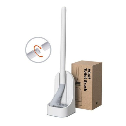 Silicone Bristles Toilet Brush And Holder For Bathroom Storage And Organization Compact Wall Hang Cleaning Kit Accessories Silicone Toilet Brush With Holder Bathroom Toilet Bowl Brush Set Non-Slip Handle Wall Mounted Floor Standing