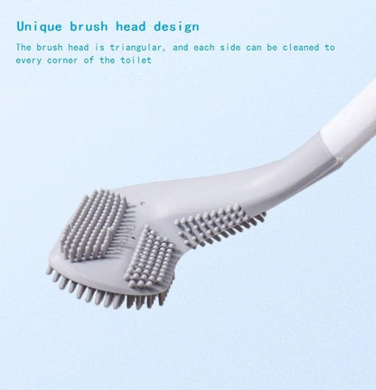 Silicone Bristles Toilet Brush And Holder For Bathroom Storage And Organization Compact Wall Hang Cleaning Kit Accessories Silicone Toilet Brush With Holder Bathroom Toilet Bowl Brush Set Non-Slip Handle Wall Mounted Floor Standing