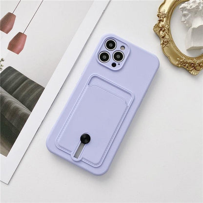 Silicone Pink Wallet Card Holder Phone Case For Iphone 14 13 12 Pro Max Fashion Shockproof Lens Protection Cover Soft Silicone Wallet Card Holder Cover For Iphone