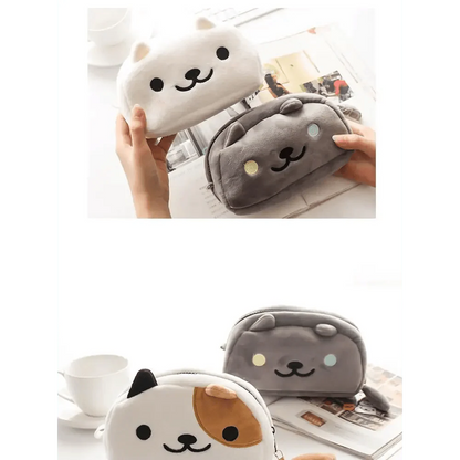 Simple Cartoon Pencil Pouch Design Soft Large Capacity Student Pencil Box Cute Pen Organizer