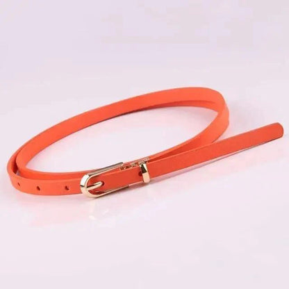 Simple Cute Leather Belts Candy Color Thin Skinny Waistband Classic Adjustable Fashion Women Belts