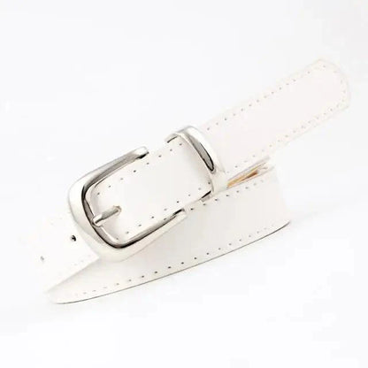 Simple Double Round Buckle PU Leather Waist Strap Vintage Design Double O-Ring Buckle  Women Leather Belt For Jeans And Dresses