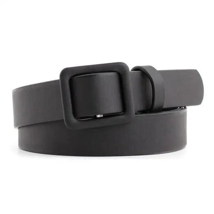 Simple Double Round Buckle PU Leather Waist Strap Vintage Design Double O-Ring Buckle  Women Leather Belt For Jeans And Dresses