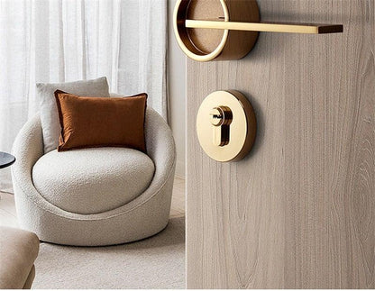 Simple Golden Split Lock Zinc Alloy Indoor Wooden Door Lock Magnetic Mute Bedroom Door Lock Universal Handle Lock Key Pin For Bedroom Bathroom Interior Privacy Door