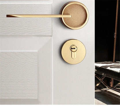 Simple Golden Split Lock Zinc Alloy Indoor Wooden Door Lock Magnetic Mute Bedroom Door Lock Universal Handle Lock Key Pin For Bedroom Bathroom Interior Privacy Door