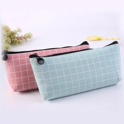 Simple Striped Color Design Pencil Cases For Students Retro Large Capacity Stationery School Pouch