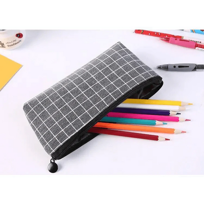 Simple Striped Color Design Pencil Cases For Students Retro Large Capacity Stationery School Pouch