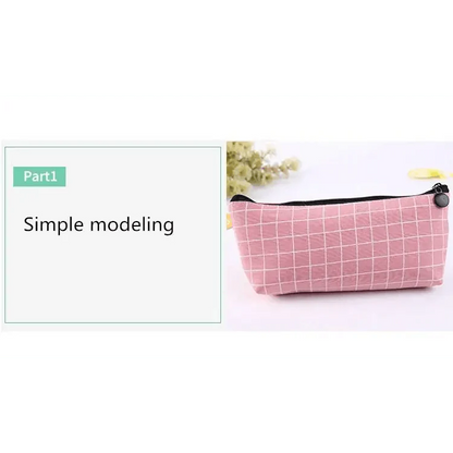 Simple Striped Color Design Pencil Cases For Students Retro Large Capacity Stationery School Pouch