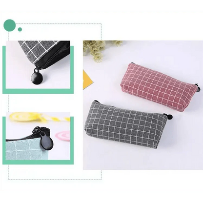 Simple Striped Color Design Pencil Cases For Students Retro Large Capacity Stationery School Pouch