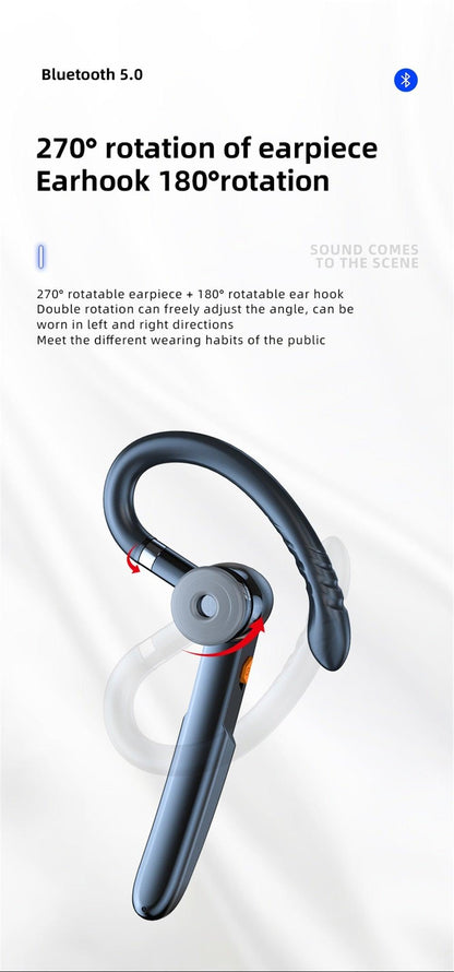 Single Wireless Bluetooth 5.0 Headset Handsfree HIFI Fingerprint Touch Hanging Ear Earphone for iPhone Waterproof Earpiece Ear Wireless Bluetooth Sport Headphones