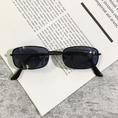 Slender Square Sunglasses Retro Metal Frame Square Sunglasses  Small Vintage & Retro Style Sunglasses Shades Of Rectangle Sunglasses For Women Classic Vintage & Metal Square Frame Sun Glasses Eyewear For Men & Women