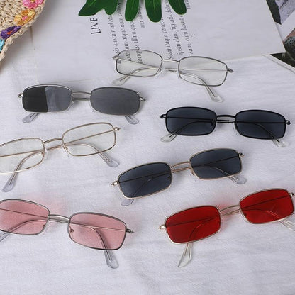Slender Square Sunglasses Retro Metal Frame Square Sunglasses  Small Vintage & Retro Style Sunglasses Shades Of Rectangle Sunglasses For Women Classic Vintage & Metal Square Frame Sun Glasses Eyewear For Men & Women