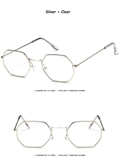 Small Frame Sunglasses For Women Small Square Polarized Sunglasses for Men and Women Polygon Mirrored Retro Shape Metal Design Sun Glasses for Men New Fashionable Ocean Lens
