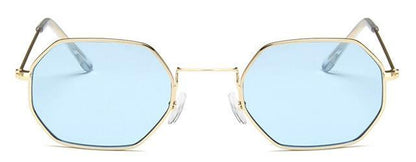 Small Frame Sunglasses For Women Small Square Polarized Sunglasses for Men and Women Polygon Mirrored Retro Shape Metal Design Sun Glasses for Men New Fashionable Ocean Lens