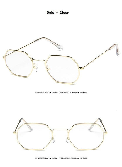 Small Frame Sunglasses For Women Small Square Polarized Sunglasses for Men and Women Polygon Mirrored Retro Shape Metal Design Sun Glasses for Men New Fashionable Ocean Lens
