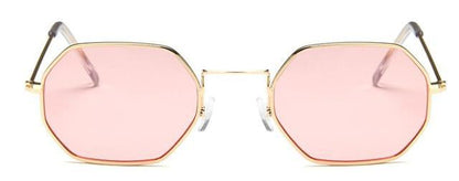 Small Frame Sunglasses For Women Small Square Polarized Sunglasses for Men and Women Polygon Mirrored Retro Shape Metal Design Sun Glasses for Men New Fashionable Ocean Lens