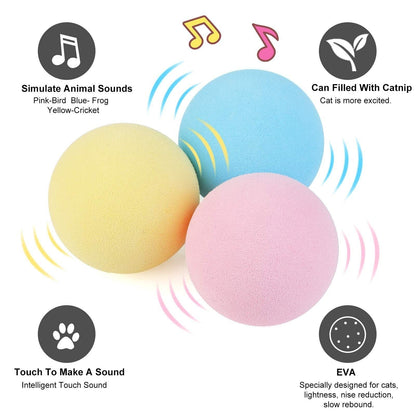 Smart Cat Toys Ball Catnip Cat Training Toy Pet Playing Ball Pet Products Toy for Cats Interactive Chirping Balls Cat Kicker Toys Fun Catnip Toys for Cat Exercise
