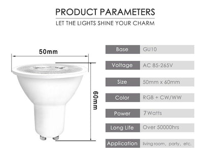 Smart For Home LED Light Bulb E27 E14 GU10 B22 220V 110V  Spot Magic Changeable Lamp Lampada+IR Control Decoration RGB White  Compatible with Alexa Google Home, RGBCW Smart GU10 Bulb, WiFi Smart LED Spot Light Bulb Indoor Decoration