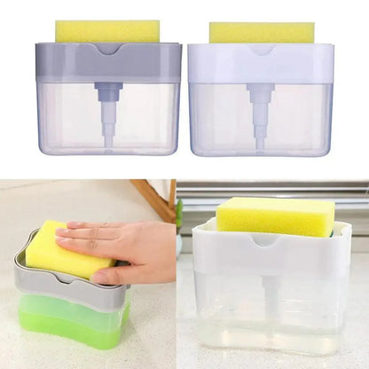 Smart Soap Dispenser For Kitchen Dishwashing Soap Pump Dispenser Kitchen Sponge Holder Handy Space Saving Soap Box 2 IN 1 Kitchen Soap Pump