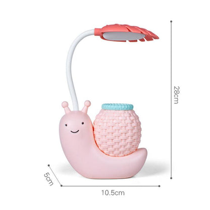 Snail Led Table Lamp Cute Pen Holder Desk Light Reading Study Children Bedroom College Dorm Eye Protection Adjustable Organizer Cute Study Lamps for Bedroom Décor
