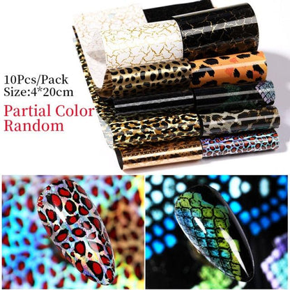 Snake Leopard Nail Foils Marble Nail Art Transfer Sticker Slider Nail Art Decal Manicuring Design Tip Decoration Decal Self-Adhesive 3D Wave Design Decoration for Women Girls Adhesive Striping Tape Nail Art Stickers Metallic Curve Strip Line Nail Decal