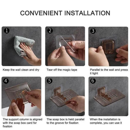 Soap Rack No Drilling Wall Mounted Double Layer Soap Holder Soap Sponge Dish Bathroom Accessories Soap Dishes Self Adhesive Soap Dish Bar Soap Holder Soap Dishes Tray Saver Case Box for Shower Bathroom Kitchen Dish Drainer Drying Rack