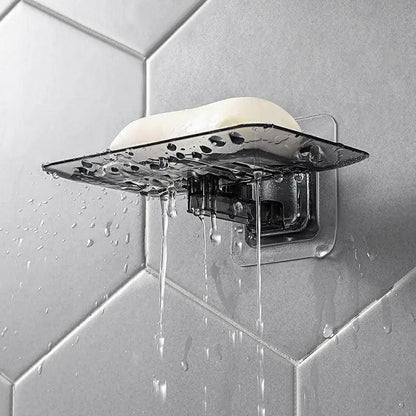 Soap Rack No Drilling Wall Mounted Double Layer Soap Holder Soap Sponge Dish Bathroom Accessories Soap Dishes Self Adhesive Shower Soap Saver Holder Stand Bathroom Bar Soap Case Adhesive Kitchen Sink Sponge Holder Drainer Wall Soap Dish Container